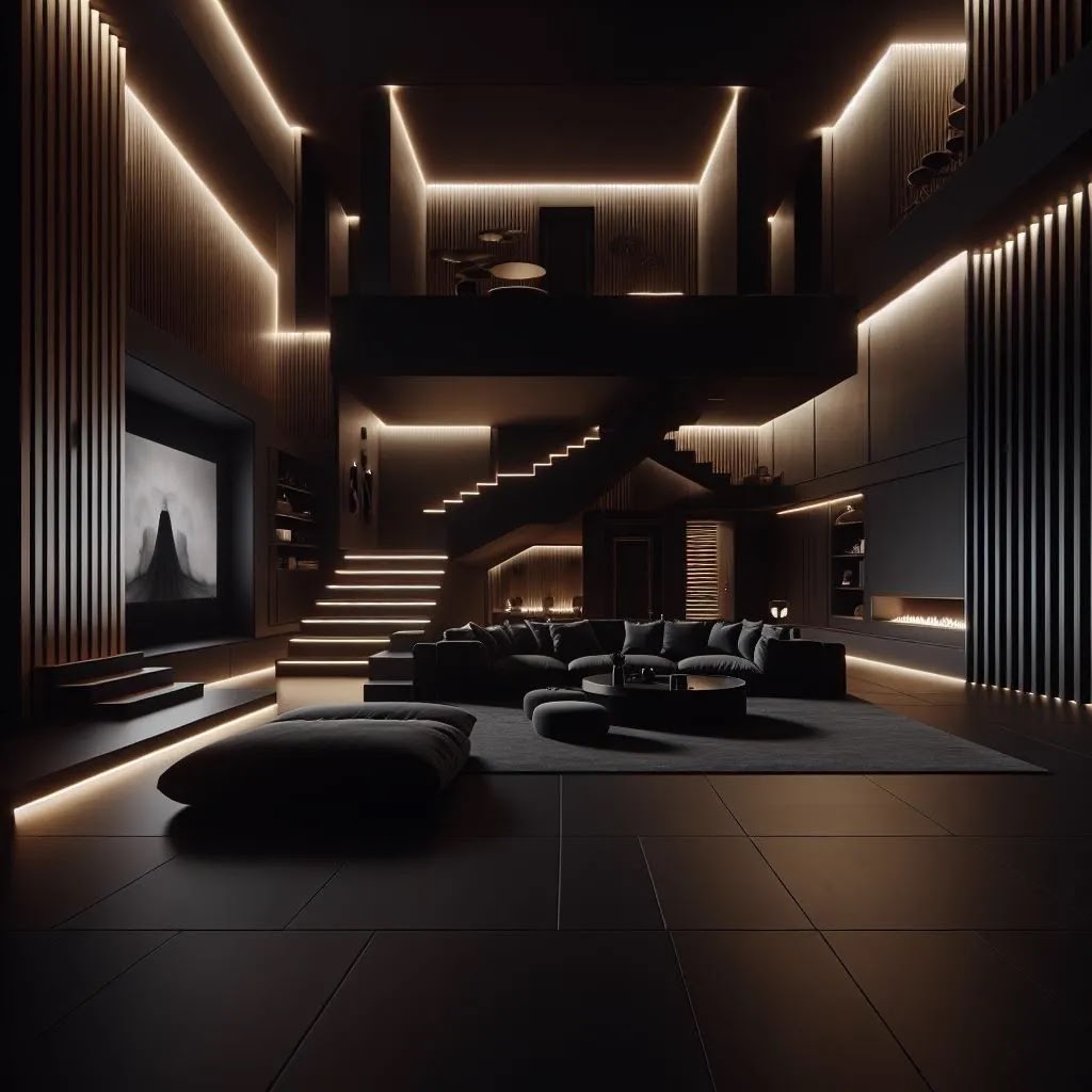 Moorgen smart home interior with architectural lighting